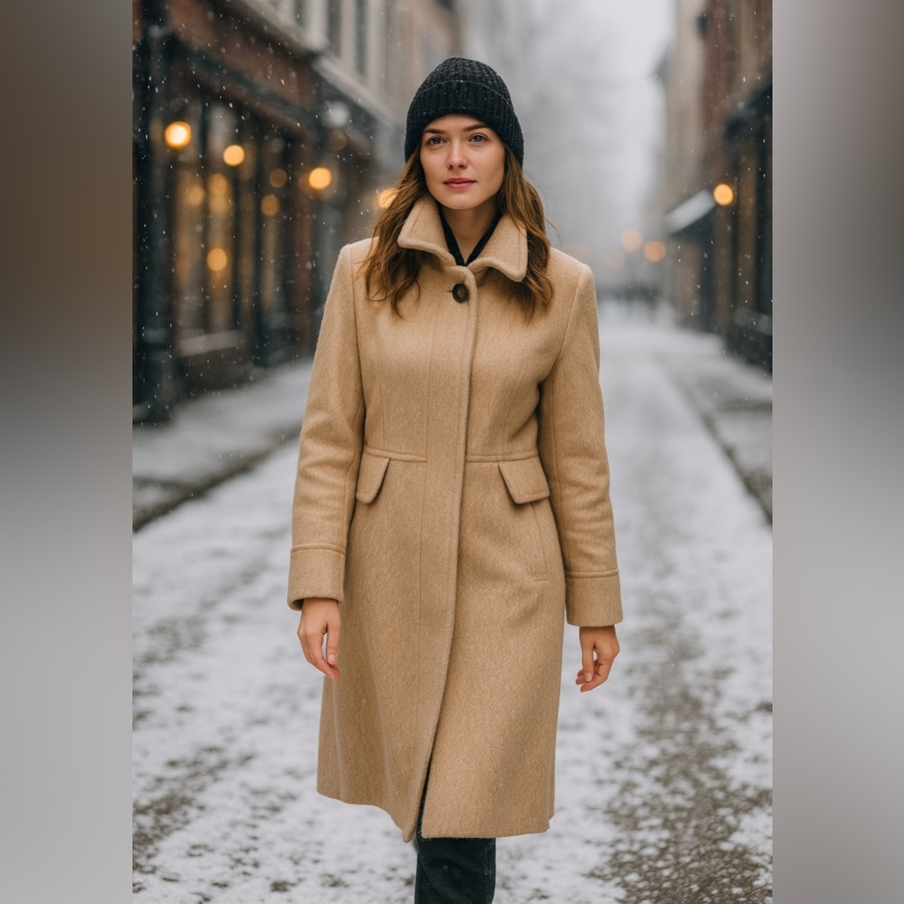Long Brown Wool Blend Coat